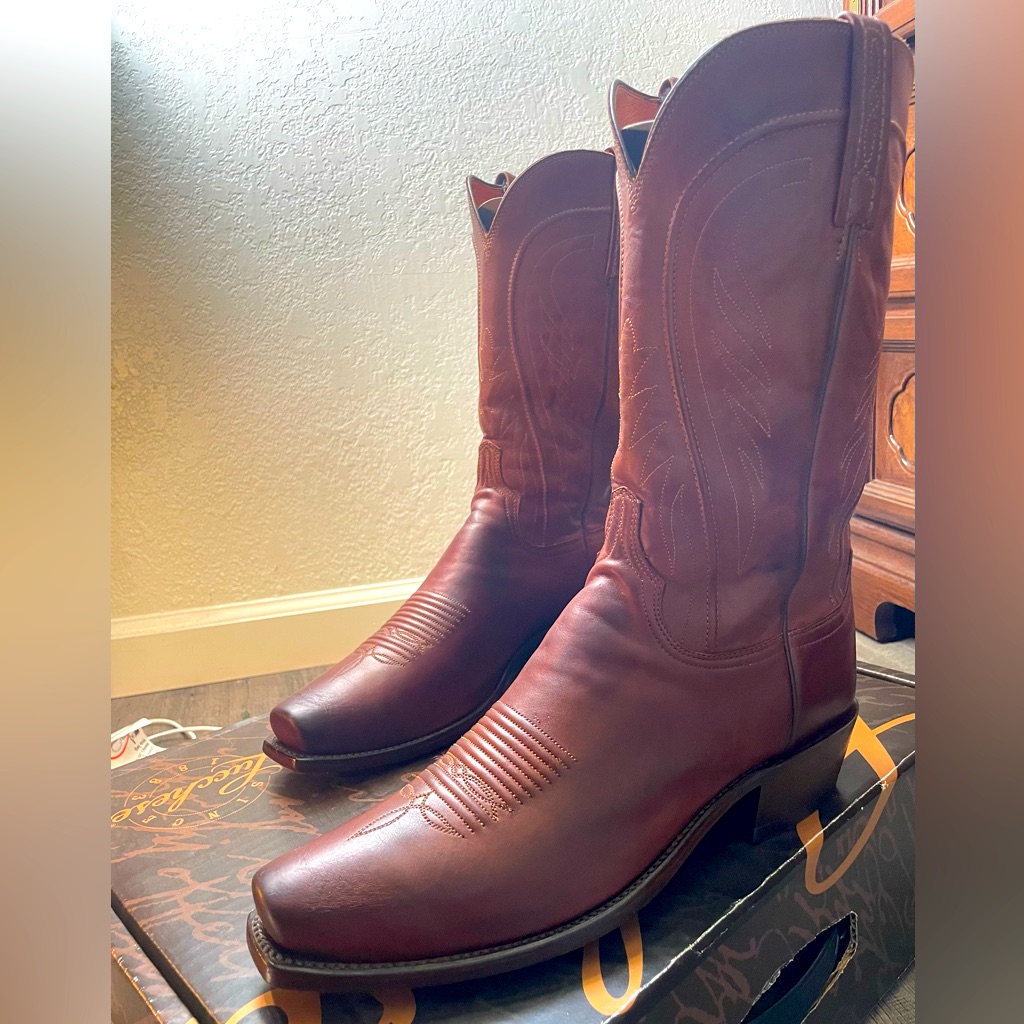 Lucchese Tan Burnished Ranch Hand Calf Cowboy Boots 10.5 D
